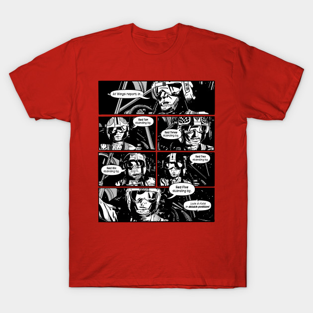 red 5 standing by t shirt